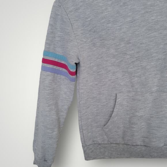 Ideology Big Girls Rainbow-Stripe Fleece Hoodie Size Medium M Gray - Picture 2 of 6